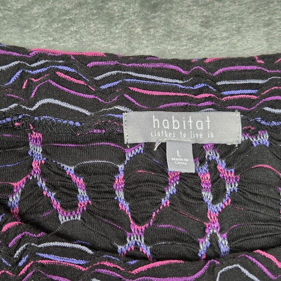 Habitat Top Large Black Purple Textured Asymmetric Lagenlook Stretch Artsy Tunic - Picture 3 of 7